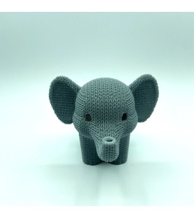 Éléphant tricot M - Figurine 3D beige marron ou grise | POMM créations