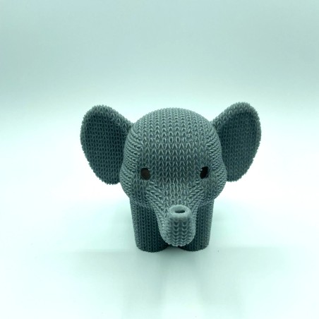 Éléphant tricot M - Figurine 3D beige marron ou grise | POMM créations