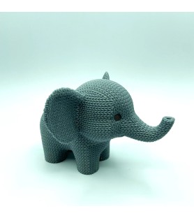 Éléphant tricot M - Figurine 3D beige marron ou grise | POMM créations
