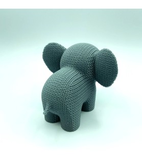 Éléphant tricot M - Figurine 3D beige marron ou grise | POMM créations