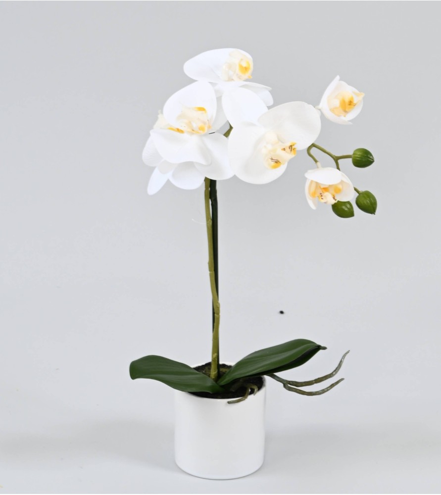 PHALAENOPSIS Pot Blanc 39 cm - Plante artificielle PHALAENOPSIS Pot Blanc 39 cm - Plante artificielle
