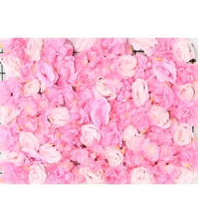 Plaque de FLEURS - Rose/Blanc - Mur végétal artificiel