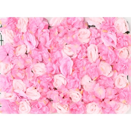 Plaque de FLEURS - Rose/Blanc - Mur végétal artificiel