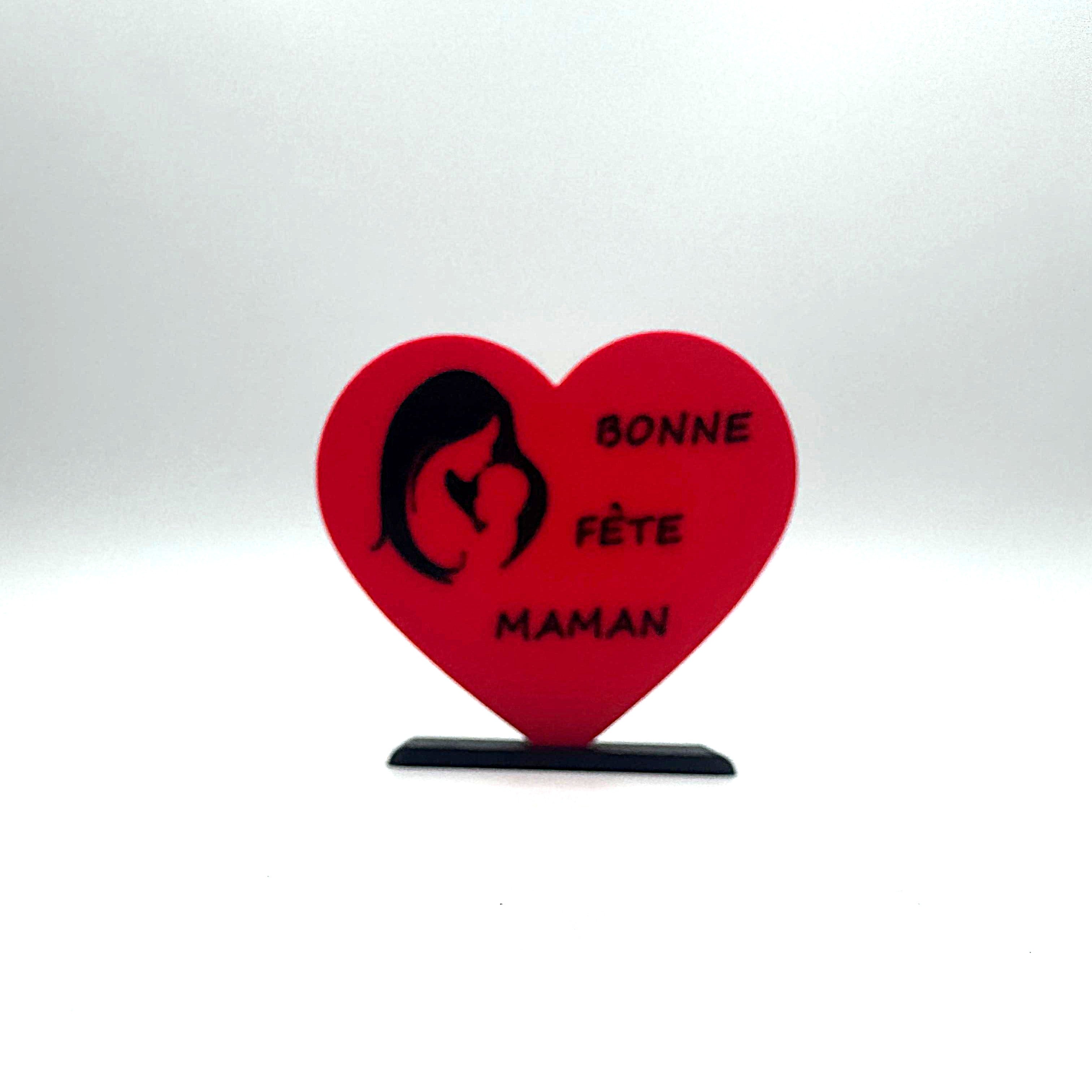 Cœur Bonne Fête Maman imprimé en 3D | Figurine 3D - POMM Créations