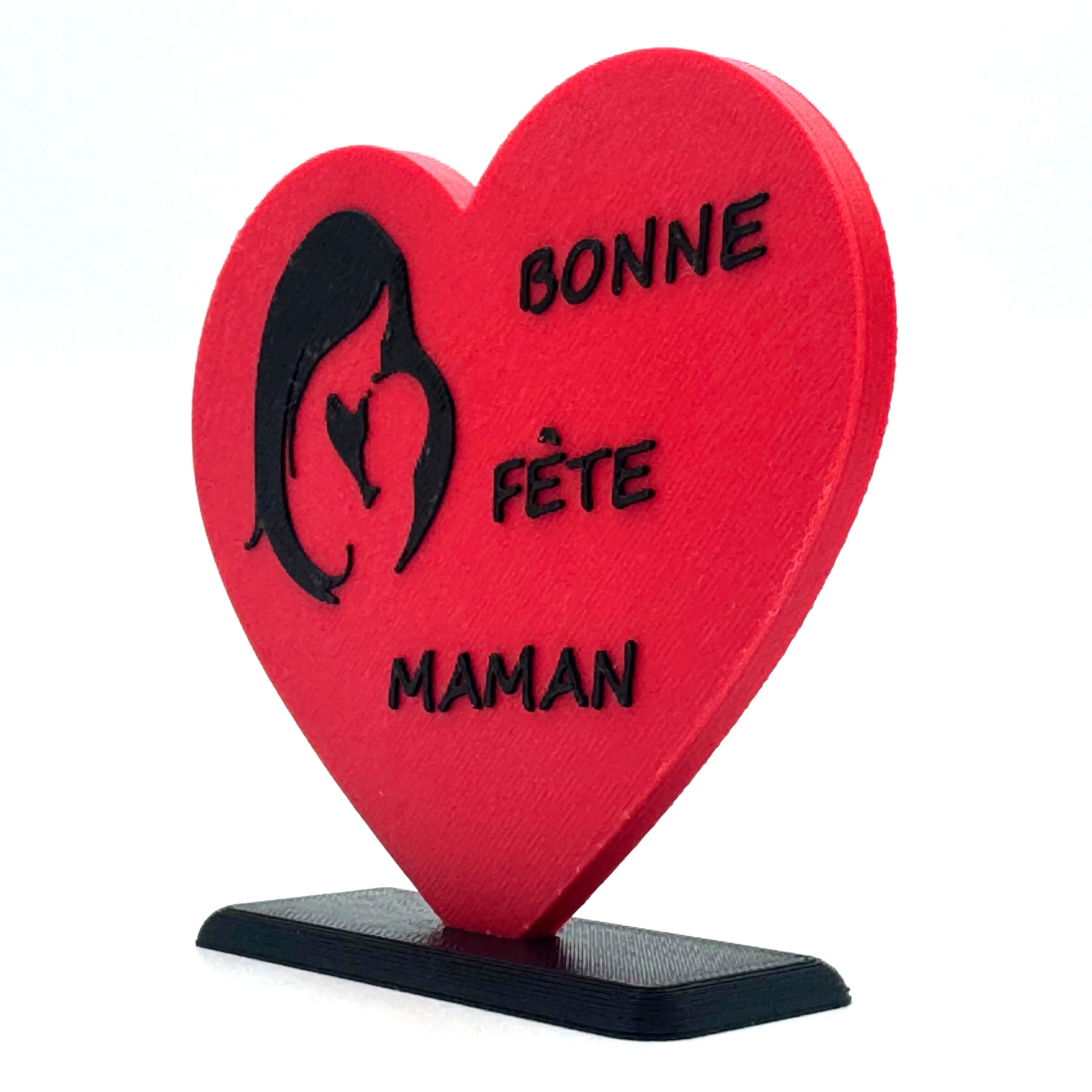 Cœur Bonne Fête Maman imprimé en 3D | Figurine 3D - POMM Créations