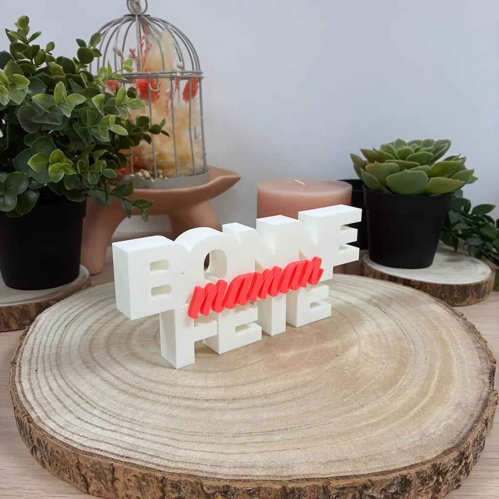 Mot Déco "Bonne Fête Maman" imprimé en 3D | Décoration 3D - POMM Créations