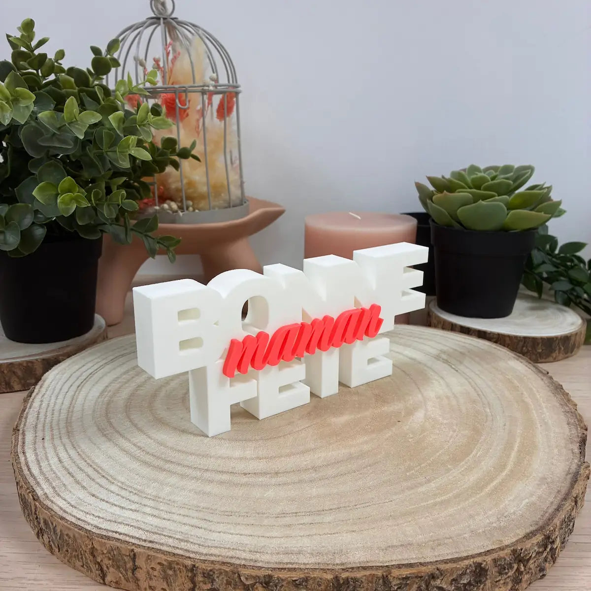 Mot Déco "Bonne Fête Maman" imprimé en 3D | Décoration 3D - POMM Créations
