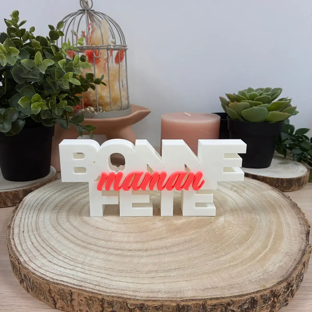 Mot Déco "Bonne Fête Maman" imprimé en 3D | Décoration 3D - POMM Créations