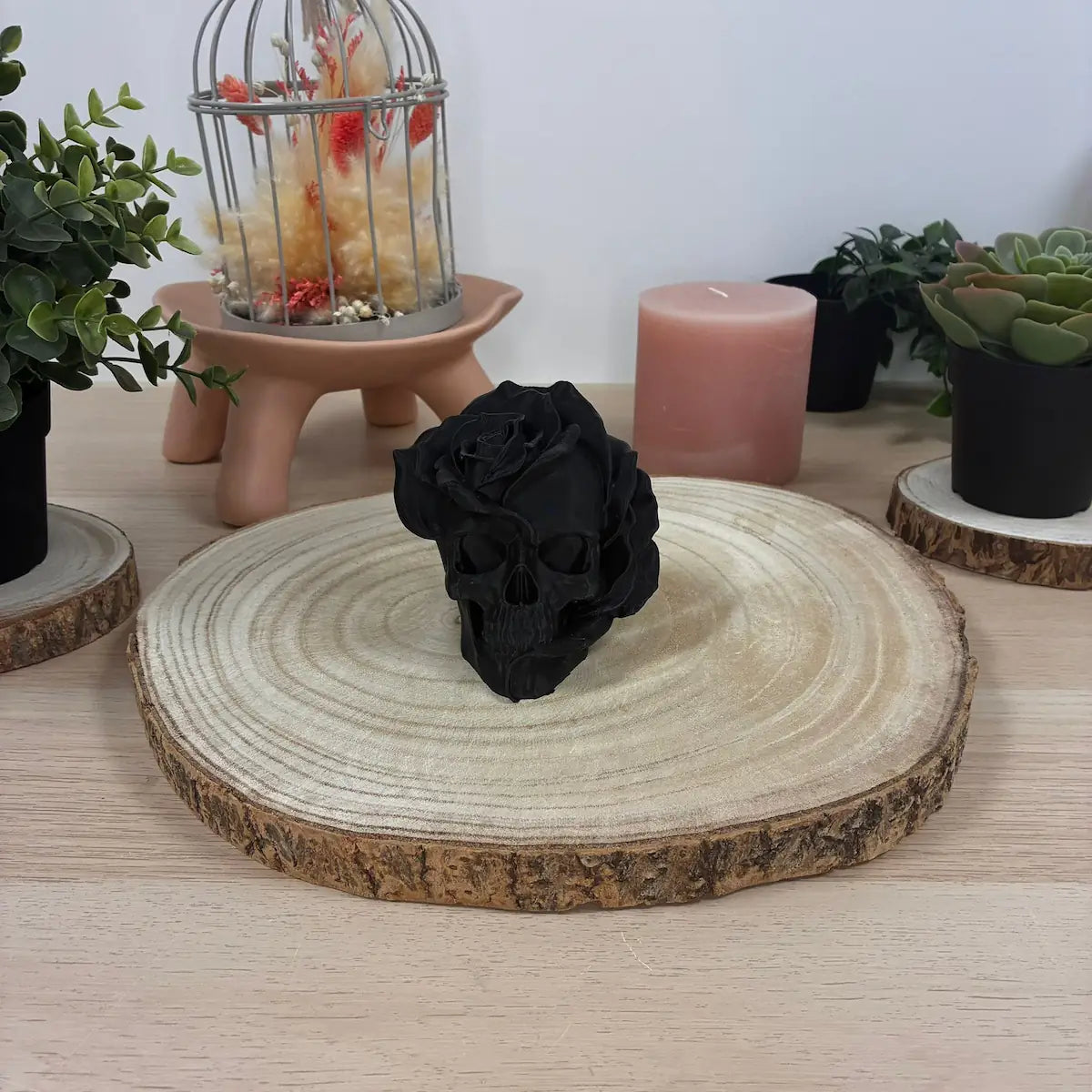 Crâne en rose imprimé en 3D | Figurine 3D - POMM Créations