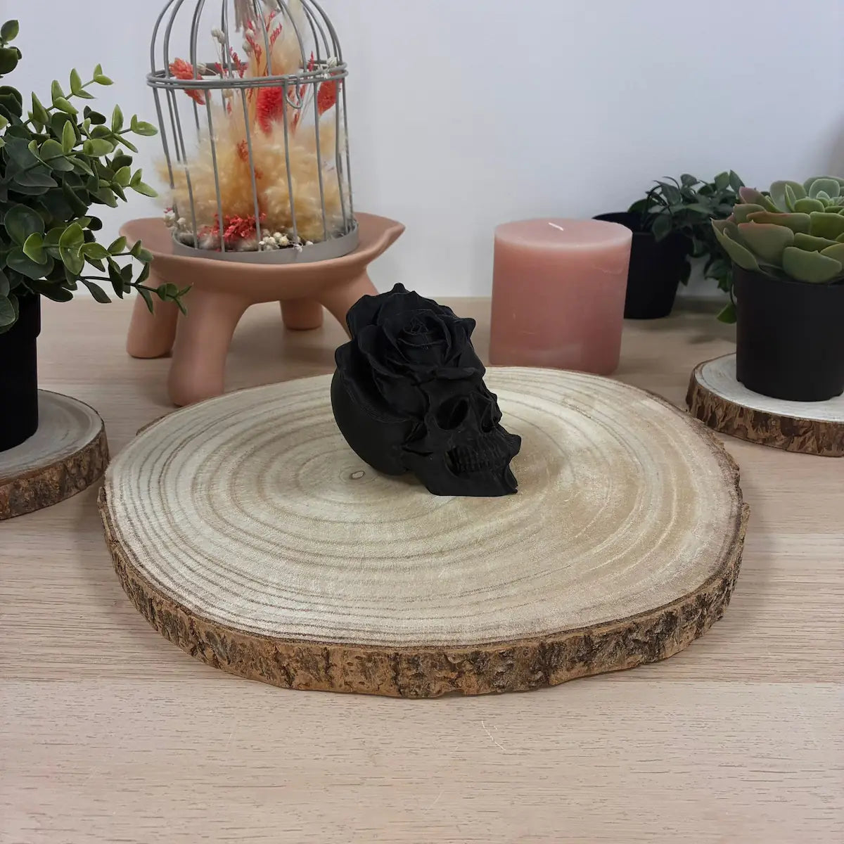 Crâne en rose imprimé en 3D | Figurine 3D - POMM Créations
