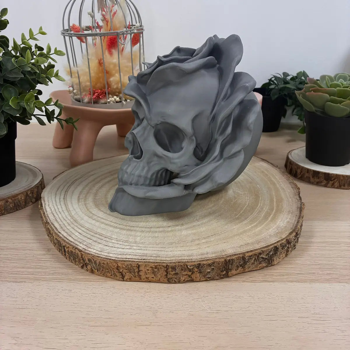 Crâne en rose imprimé en 3D | Figurine 3D - POMM Créations
