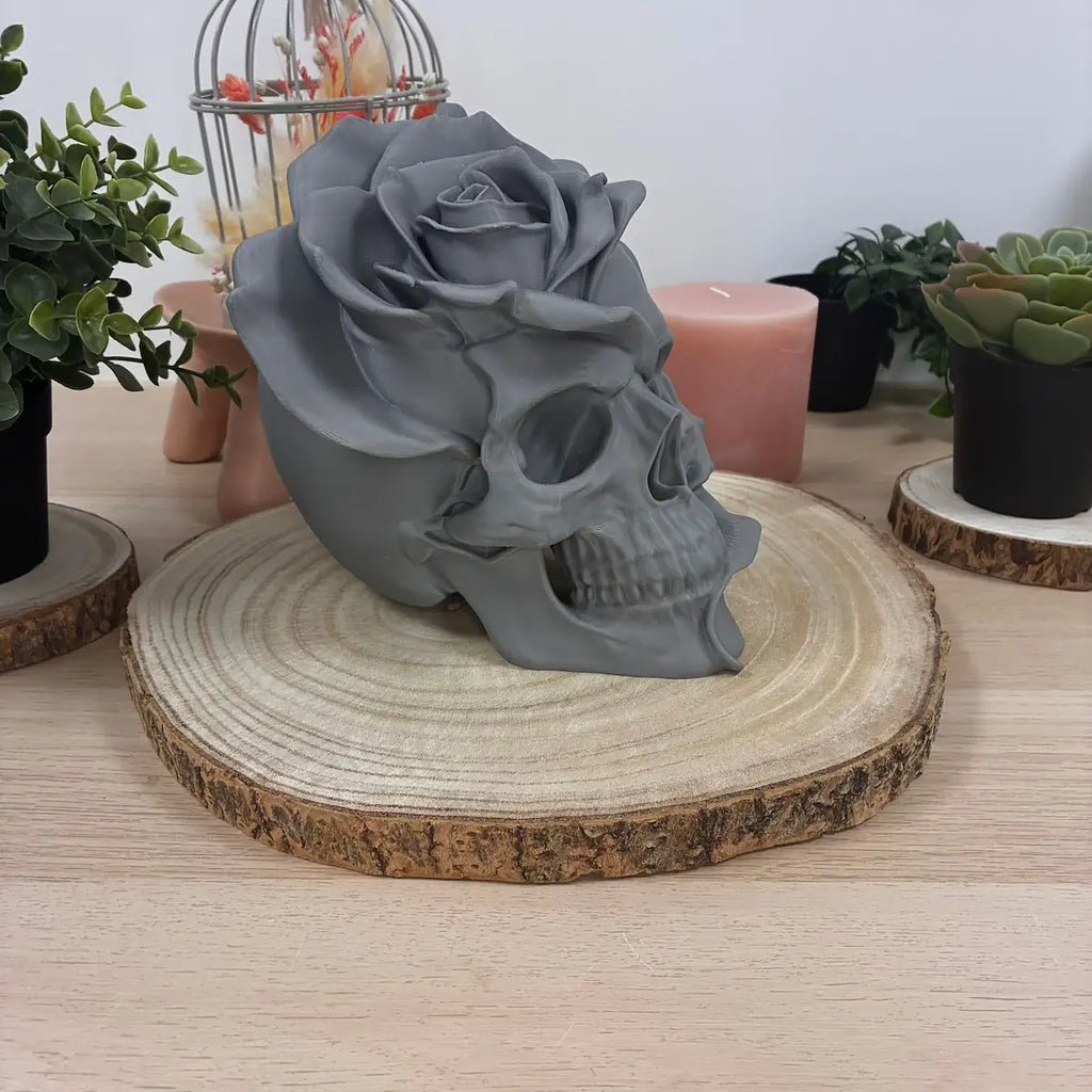 Crâne en rose imprimé en 3D | Figurine 3D - POMM Créations