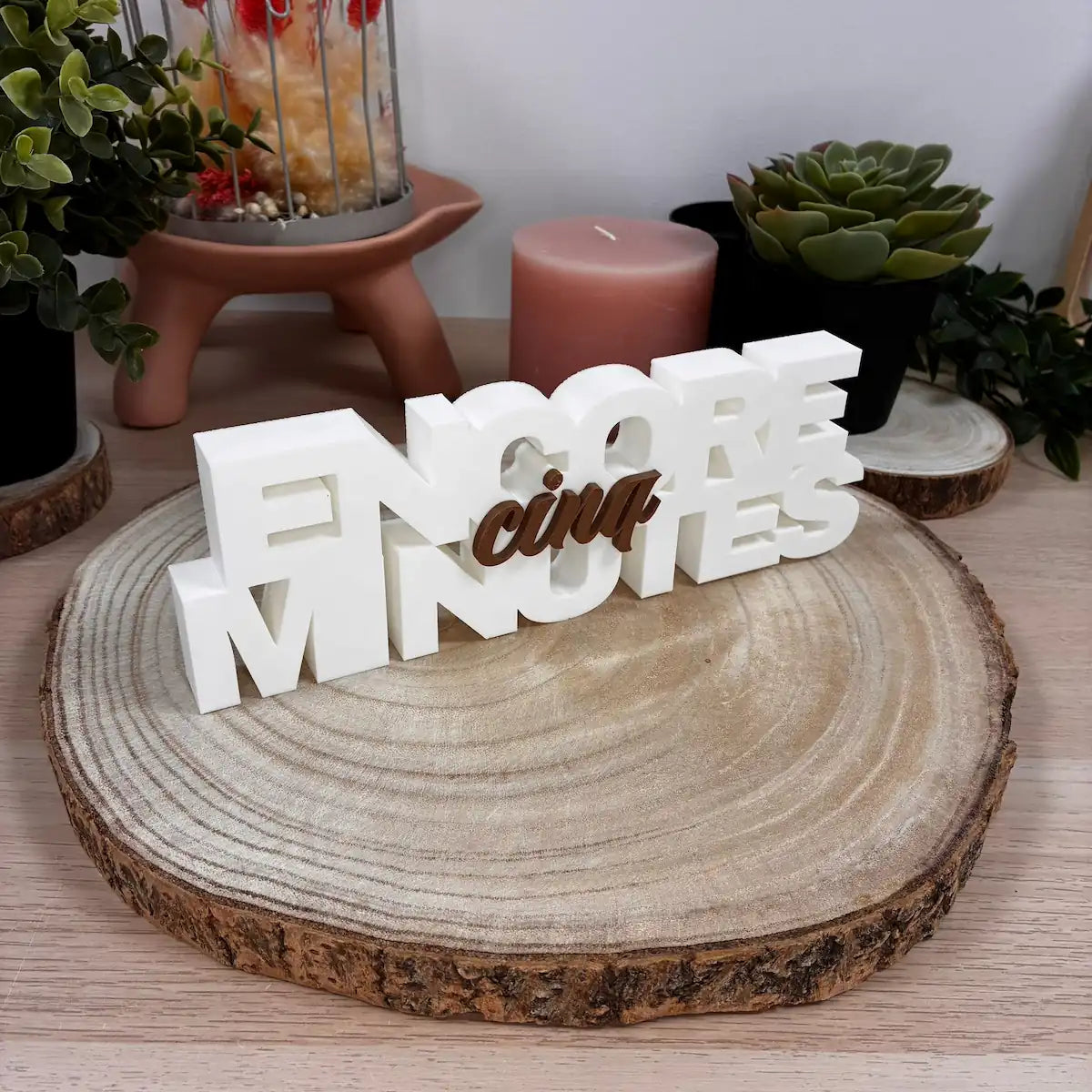 Mot Déco "Encore Cinq Minutes" imprimé en 3D | Décoration 3D - POMM Créations