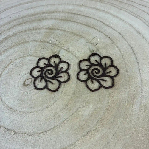 Boucles d'oreilles "Fleur spirale" noir/argenté imprimées en 3D | Bijoux 3D - POMM Créations
