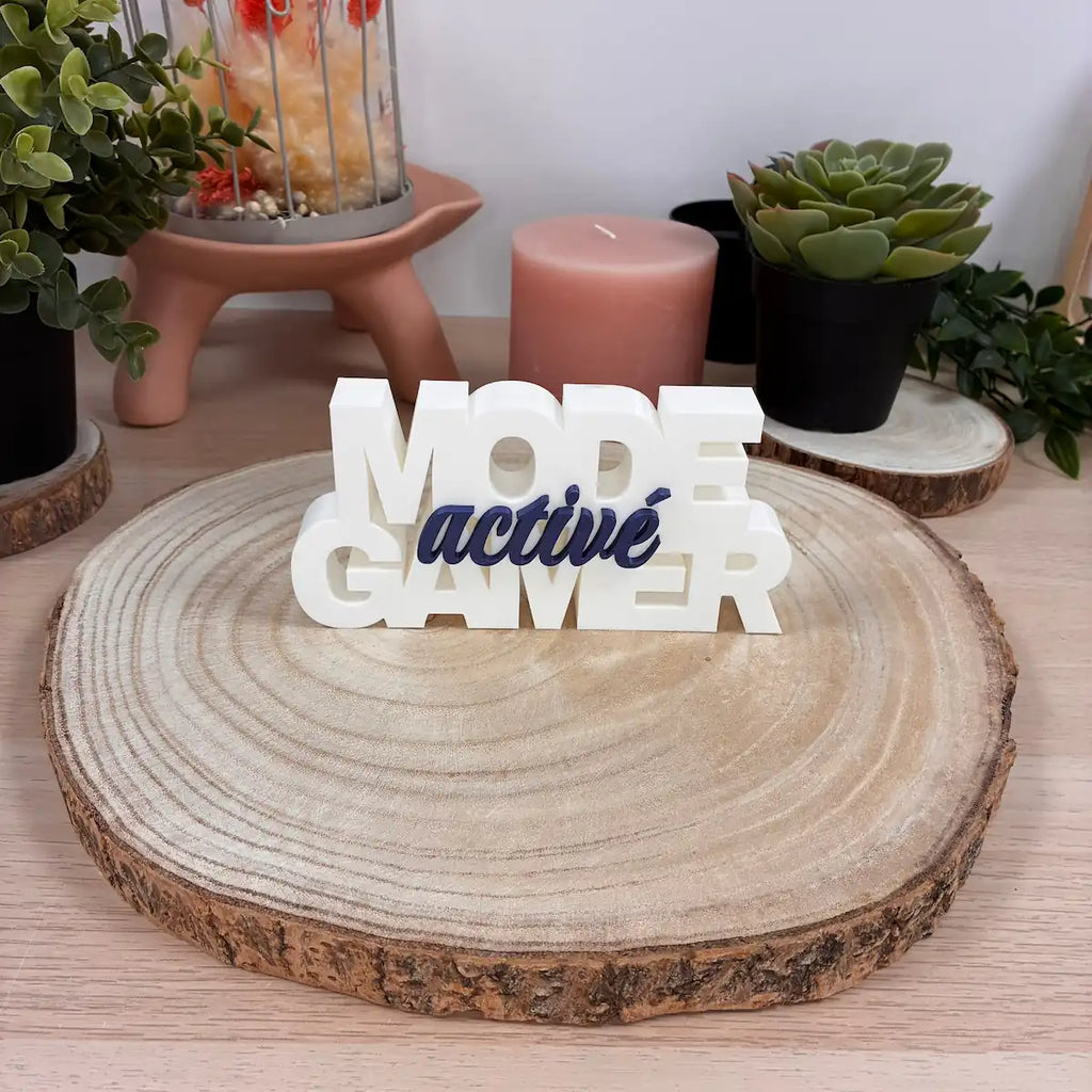 Mot Déco "Mode Gamer Activé" imprimé en 3D | Décoration 3D - POMM Créations