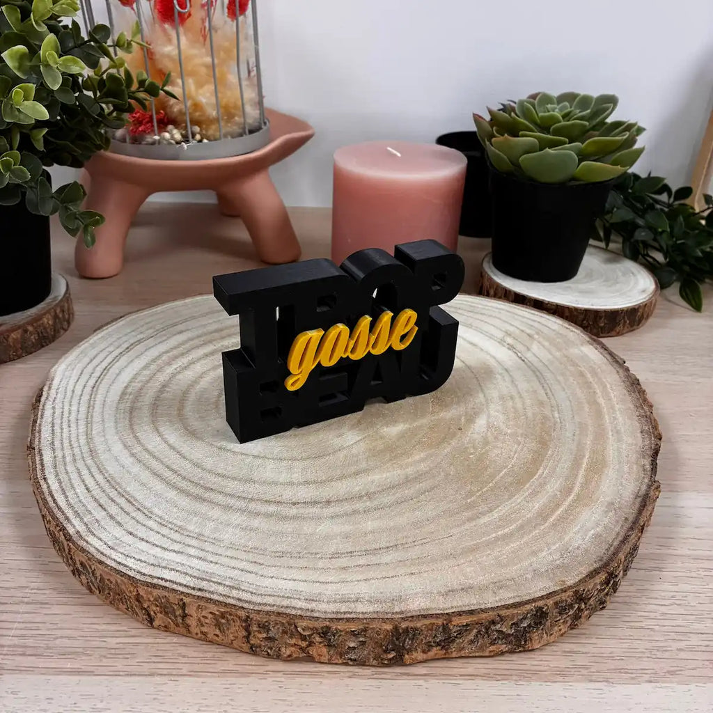 Mot Déco "Trop Beau Gosse" imprimé en 3D | Décoration 3D - POMM Créations