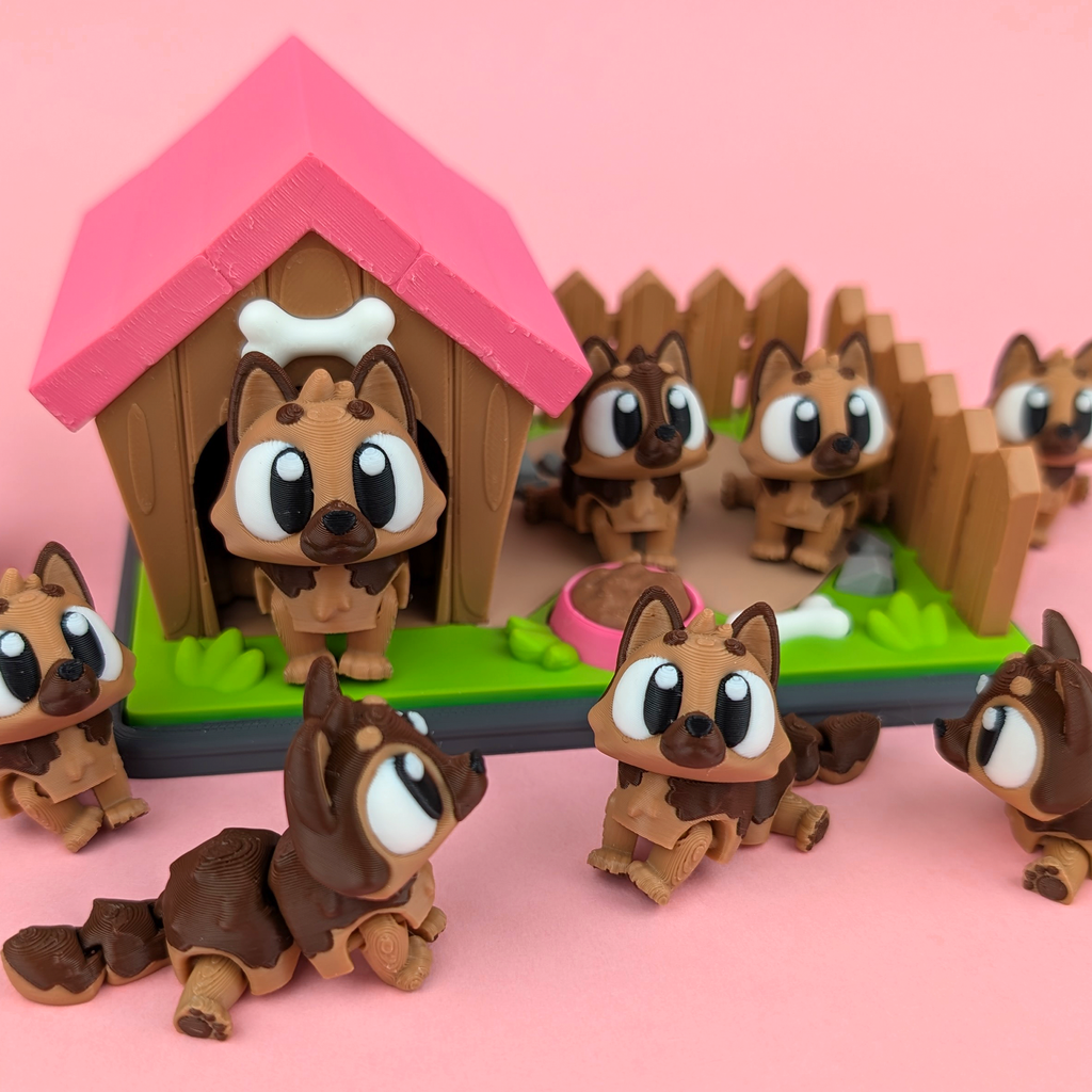 Berger allemand articulé et sa niche imprimé en 3D | Figurine 3D - POMM Créations