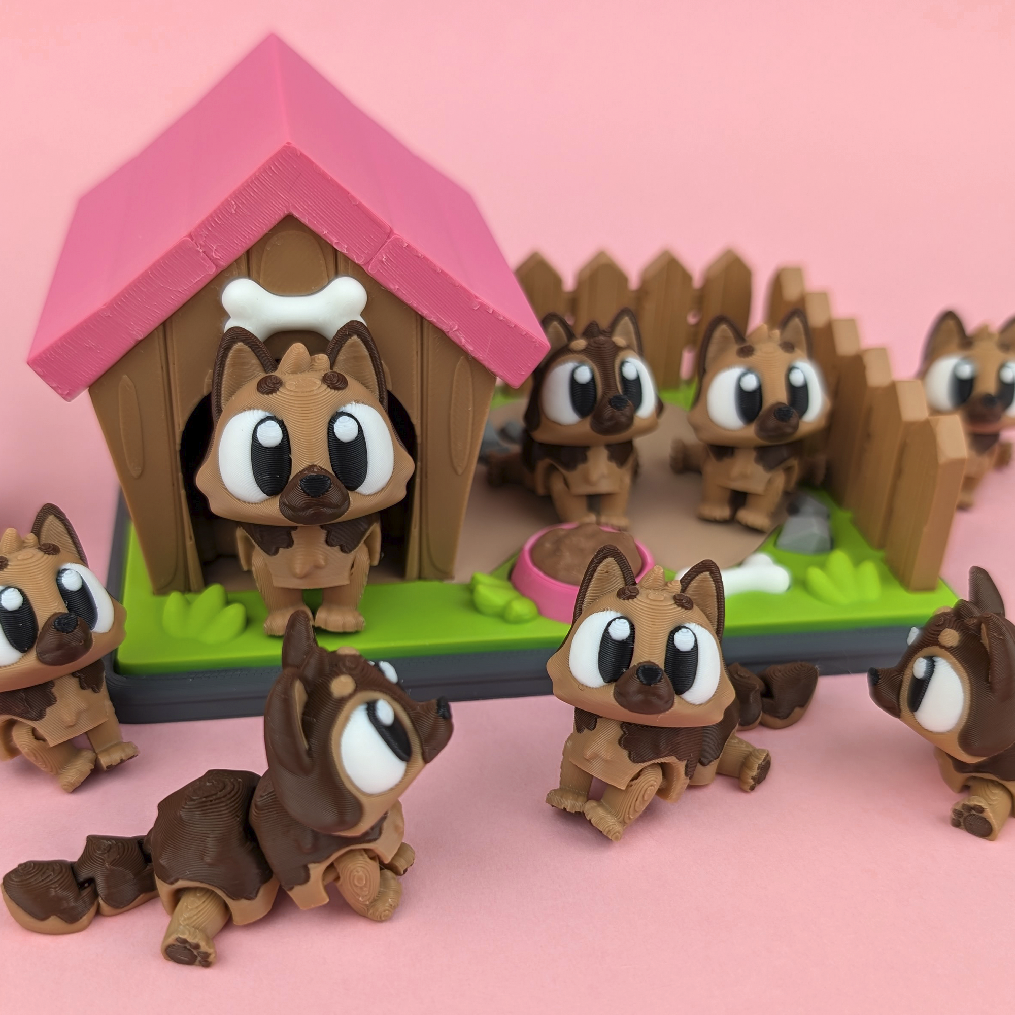 Berger allemand articulé et sa niche imprimé en 3D | Figurine 3D - POMM Créations