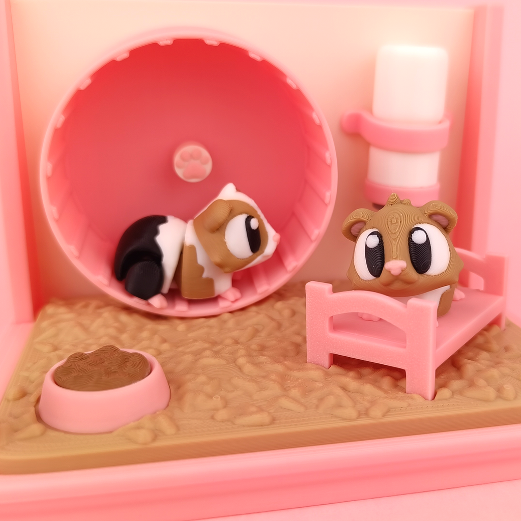 Cochon d'inde articulé et sa cage imprimé en 3D | Mini monde 3D - POMM Créations