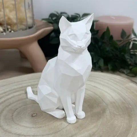 Chat assis au style origami imprimé en 3D | Figurine 3D - POMM Créations