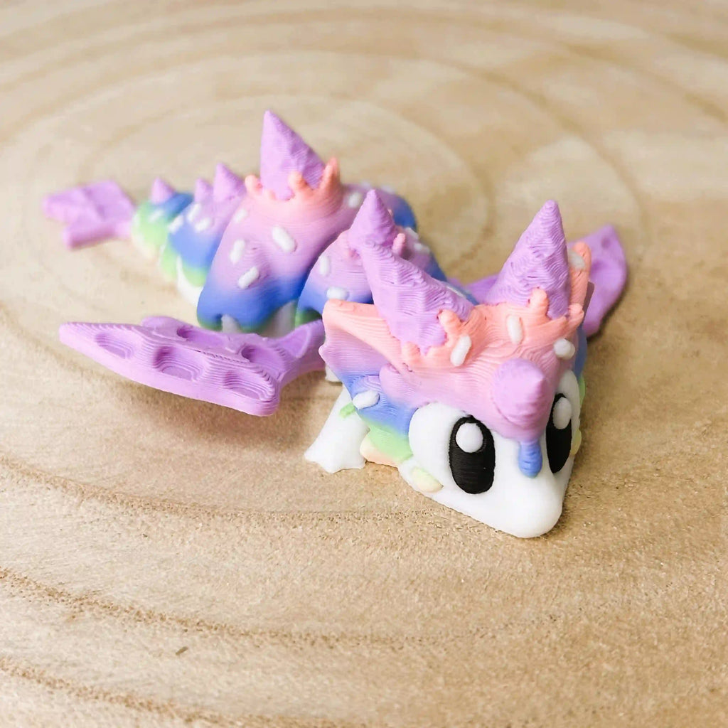 Mini dragon articulé "Sugar Rush" avec son œuf imprimé en 3D | Figurine 3D - POMM Créations