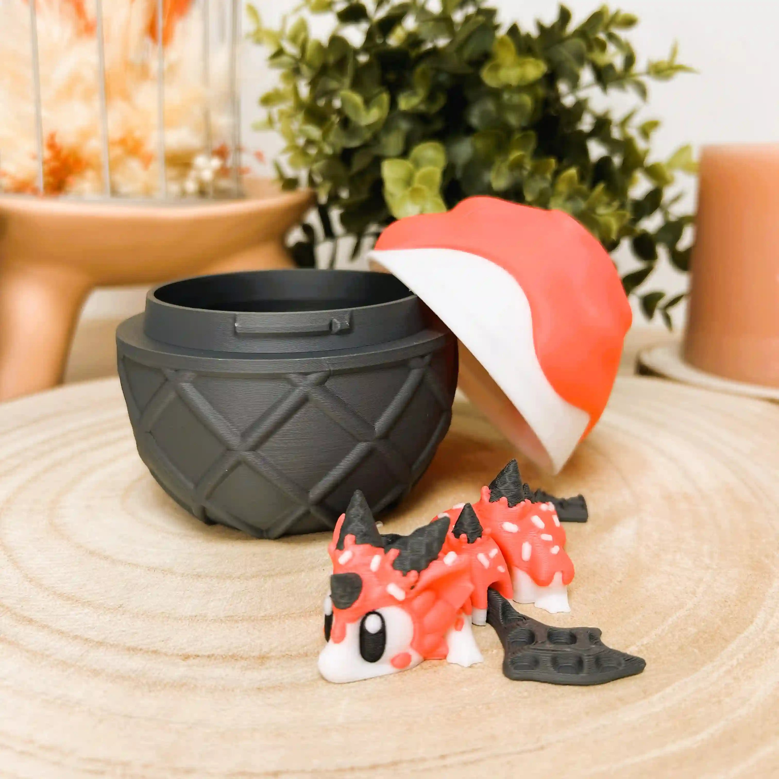 Mini dragon articulé "Sugar Rush" avec son œuf imprimé en 3D | Figurine 3D - POMM Créations