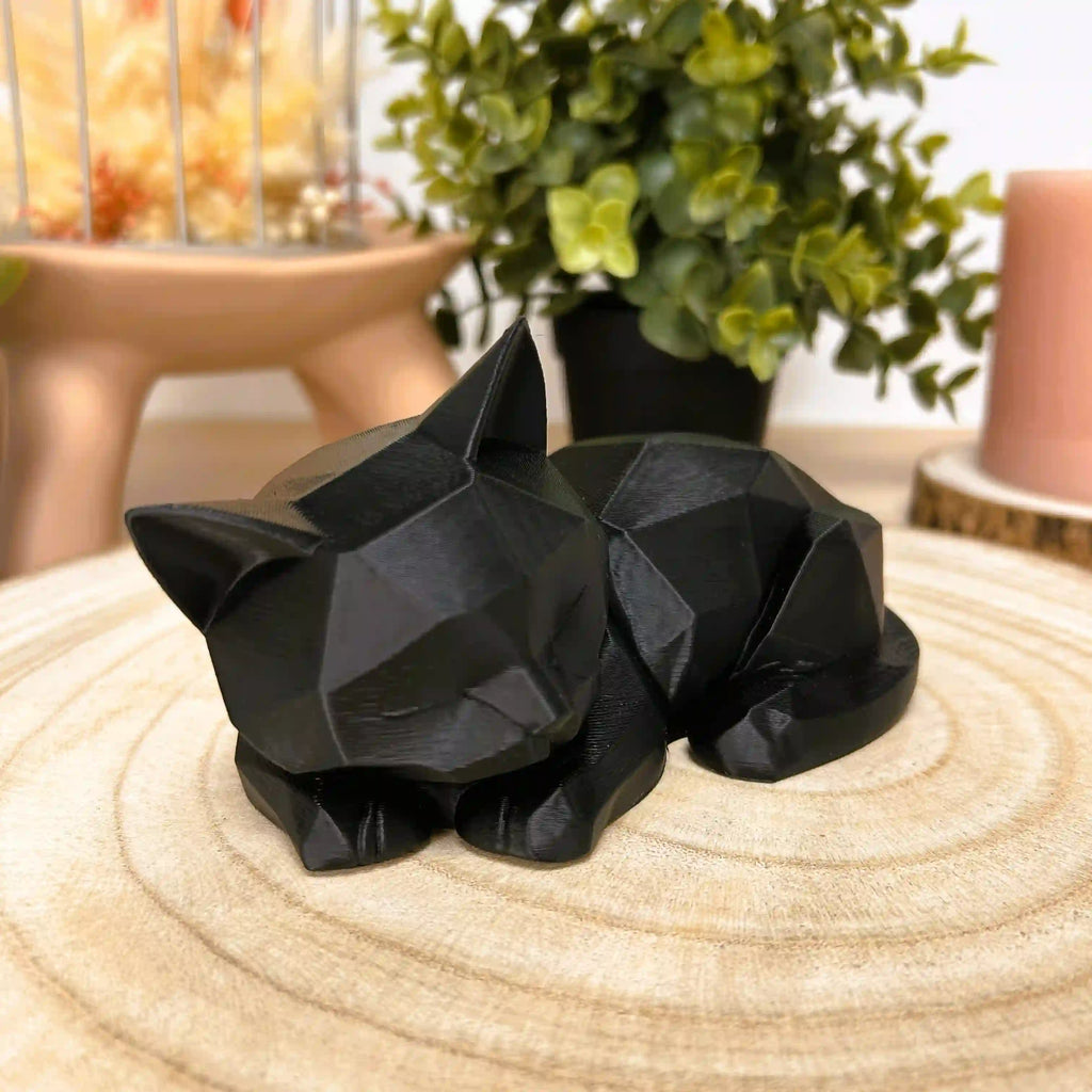 Chat couché et endormi en style origami imprimé en 3D | Décoration 3D - POMM Créations