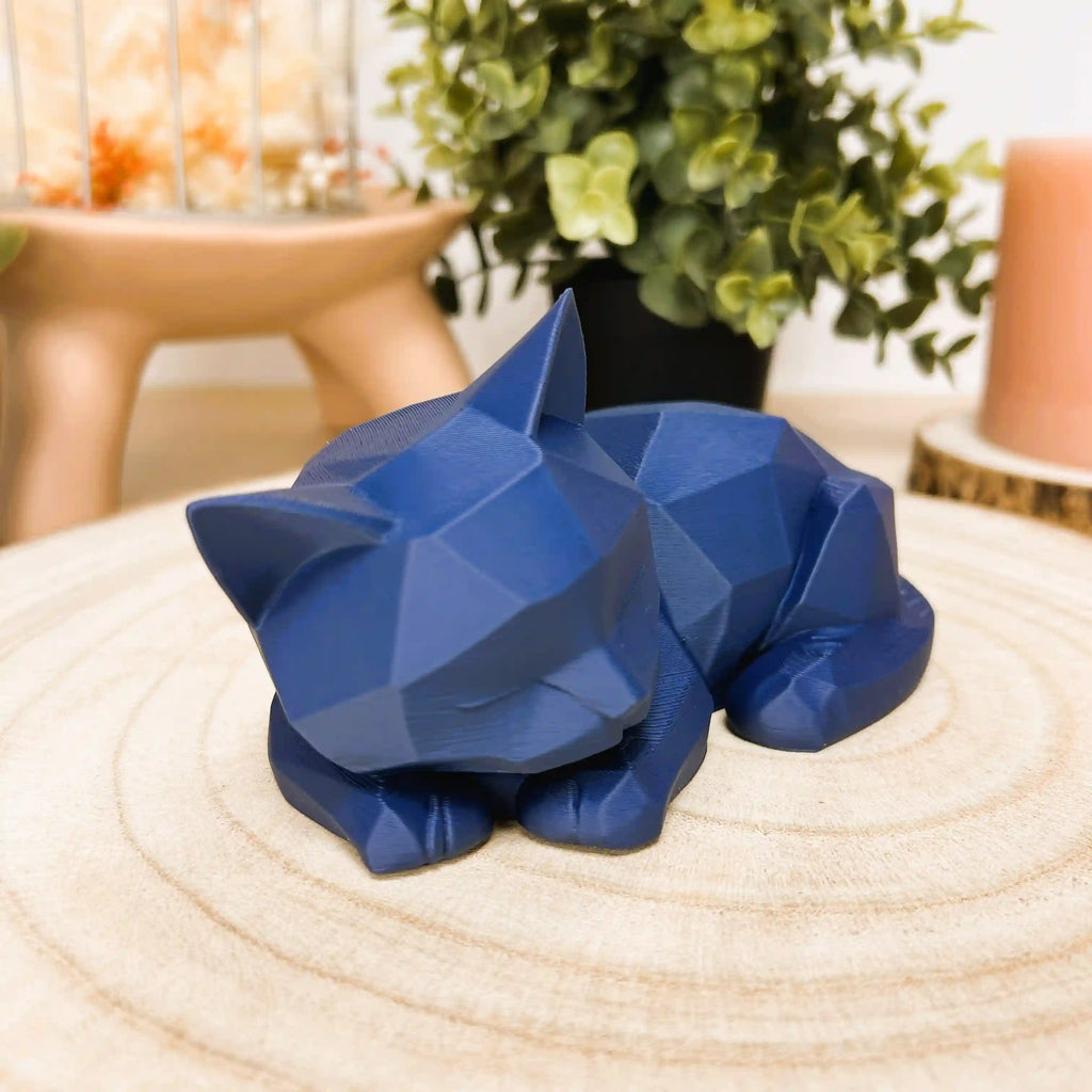 Chat couché et endormi en style origami imprimé en 3D | Décoration 3D - POMM Créations