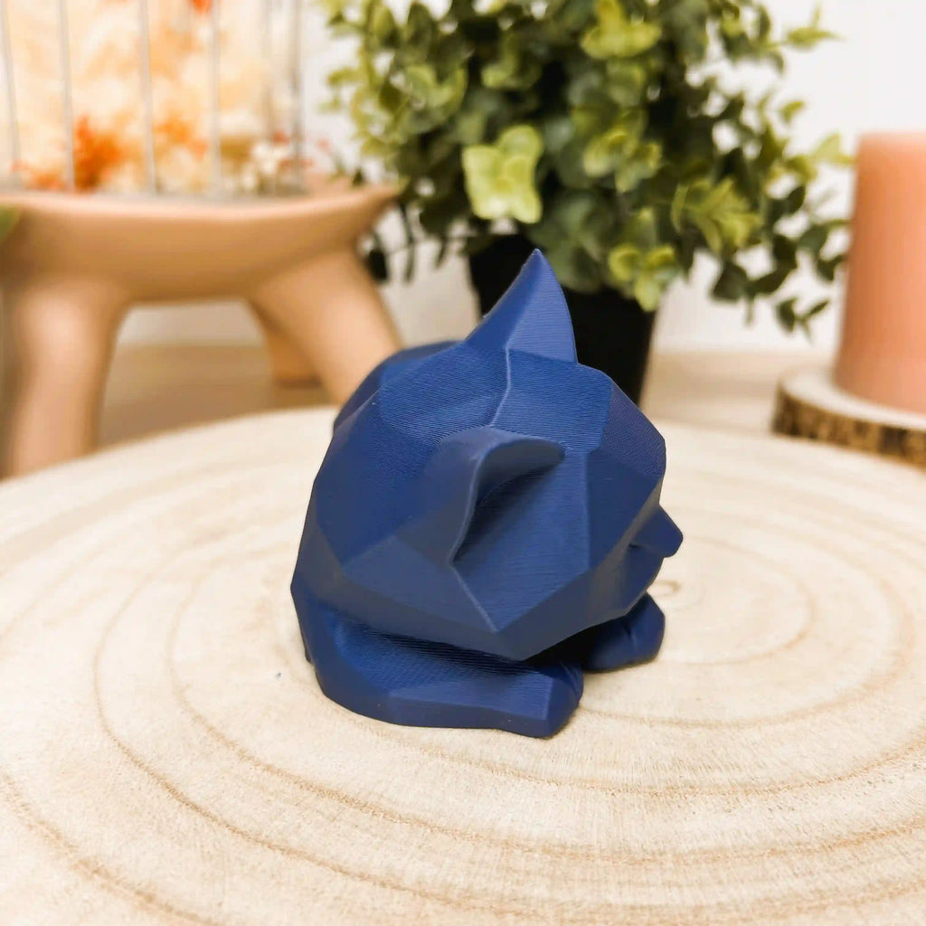Chat couché et endormi en style origami imprimé en 3D | Décoration 3D - POMM Créations