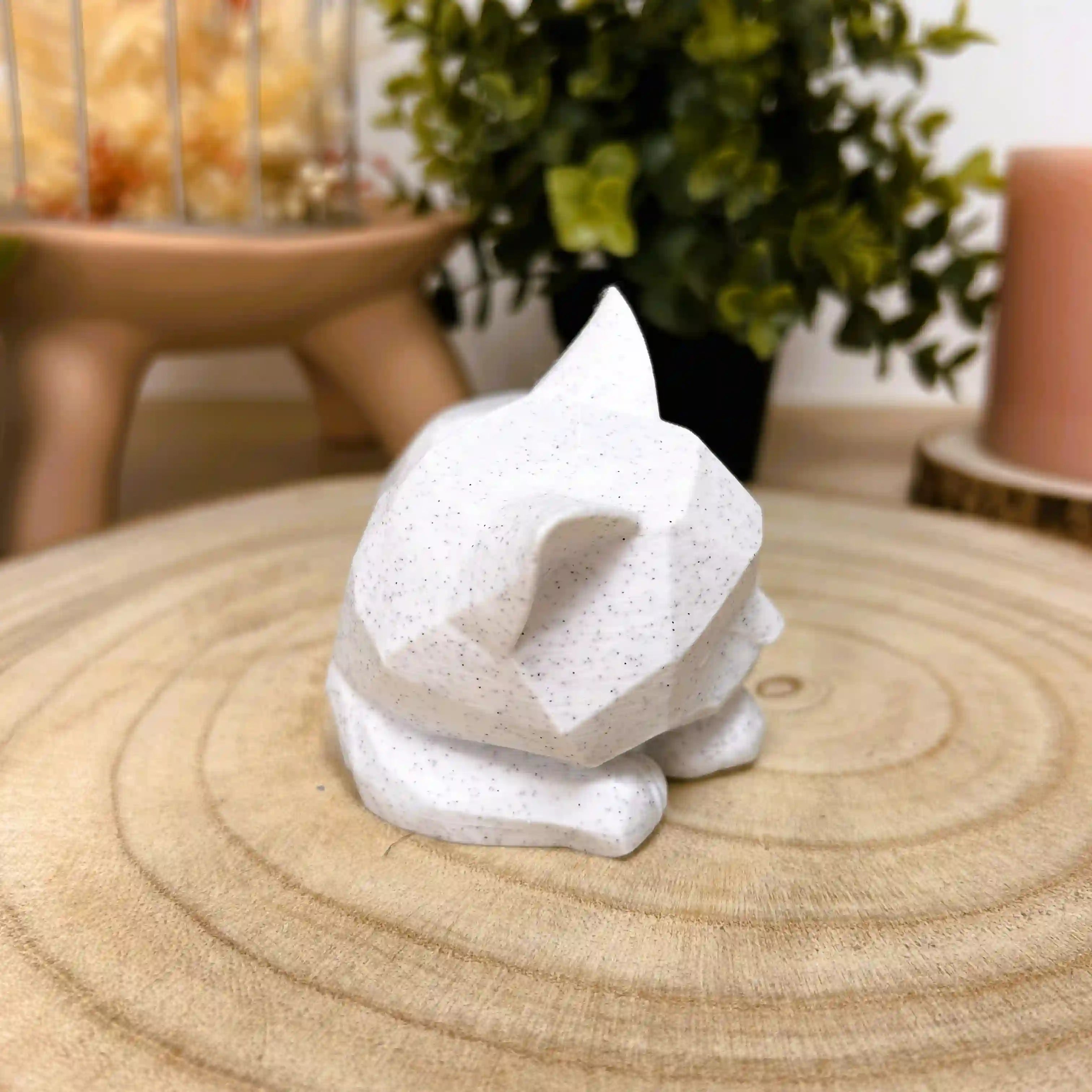 Chat couché et endormi en style origami imprimé en 3D | Décoration 3D - POMM Créations