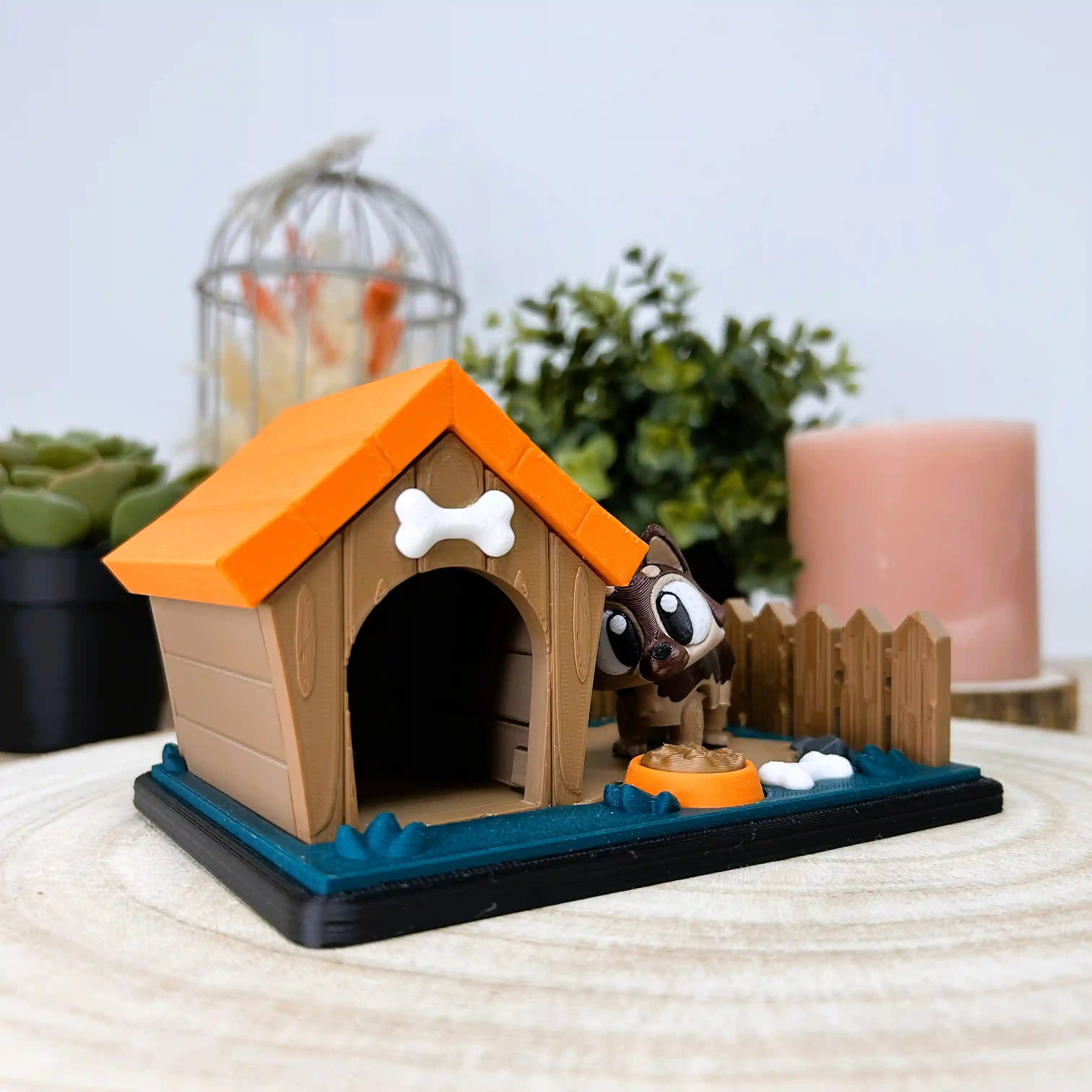 Berger allemand articulé et sa niche imprimé en 3D | Figurine 3D - POMM Créations