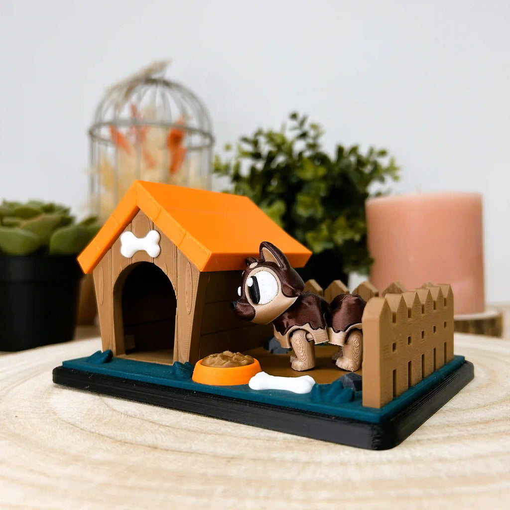 Berger allemand articulé et sa niche imprimé en 3D | Figurine 3D - POMM Créations