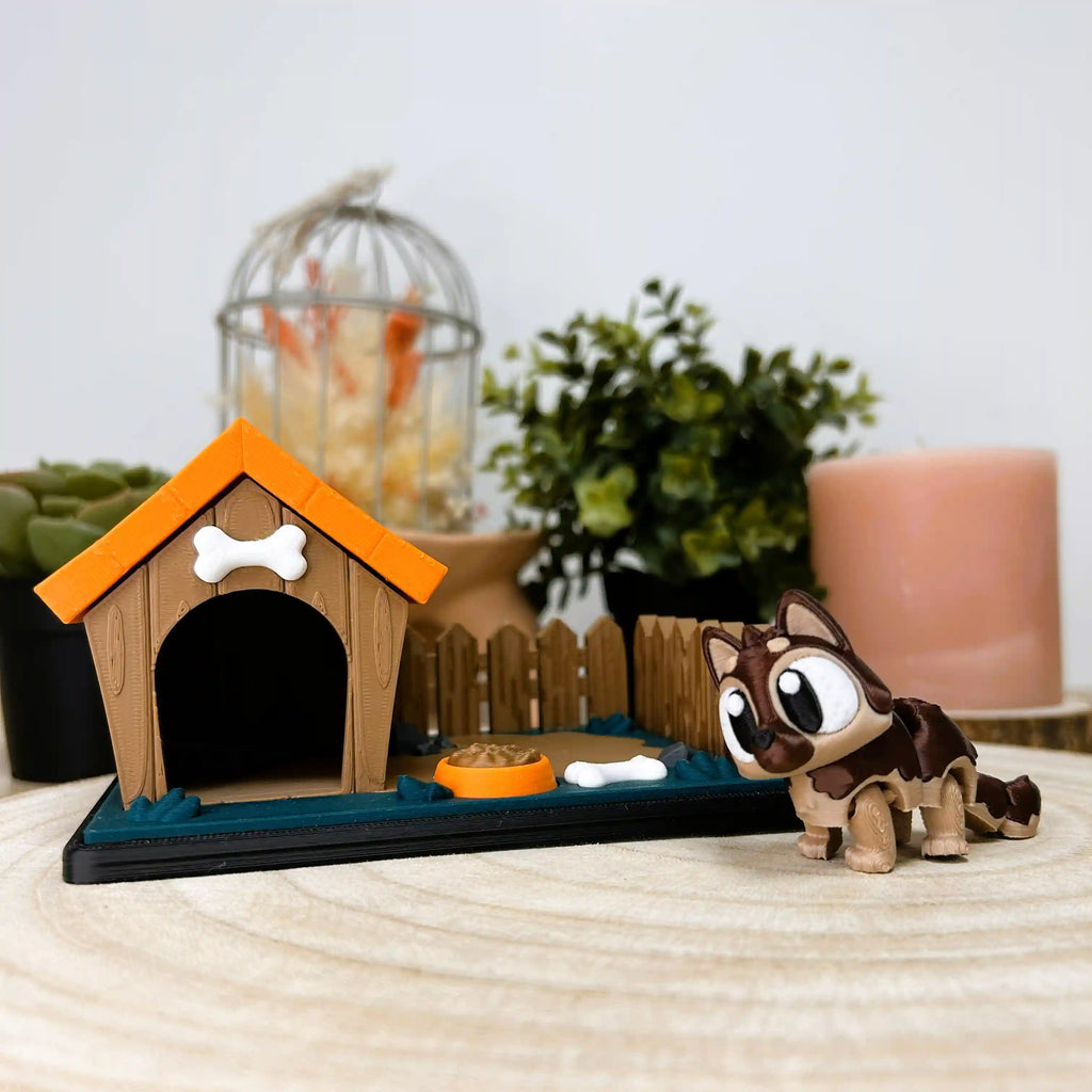 Berger allemand articulé et sa niche imprimé en 3D | Figurine 3D - POMM Créations