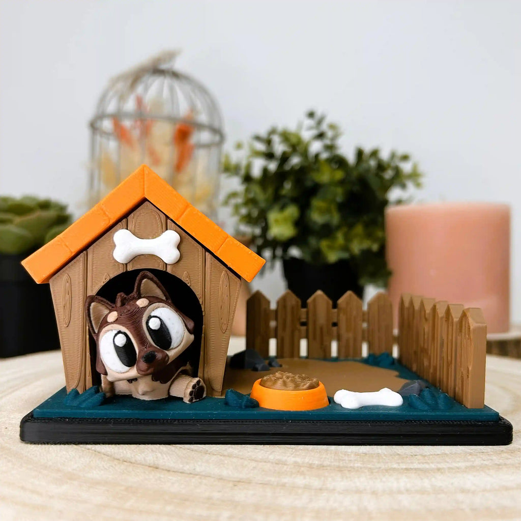 Berger allemand articulé et sa niche imprimé en 3D | Figurine 3D - POMM Créations