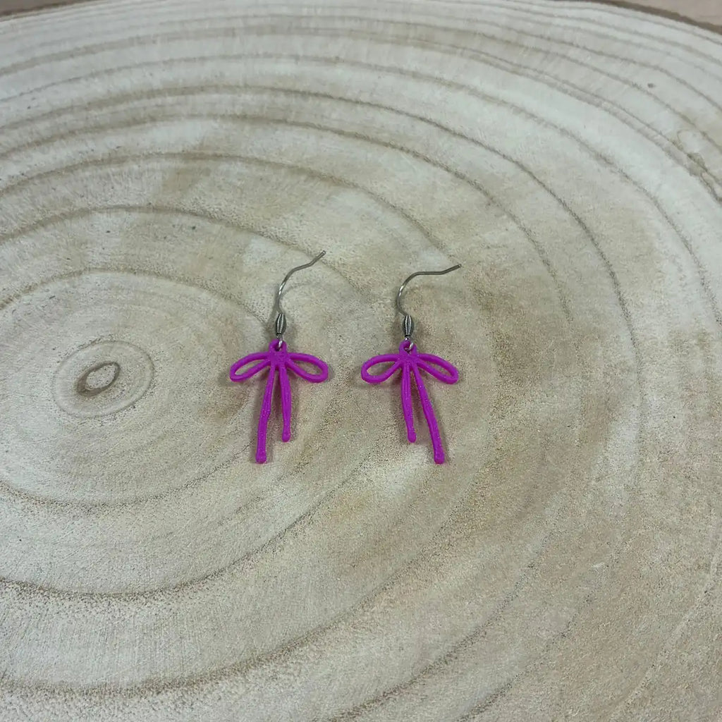 Boucles d'oreilles "Nœud de brise" violet/argenté imprimées en 3D | Bijoux 3D - POMM Créations