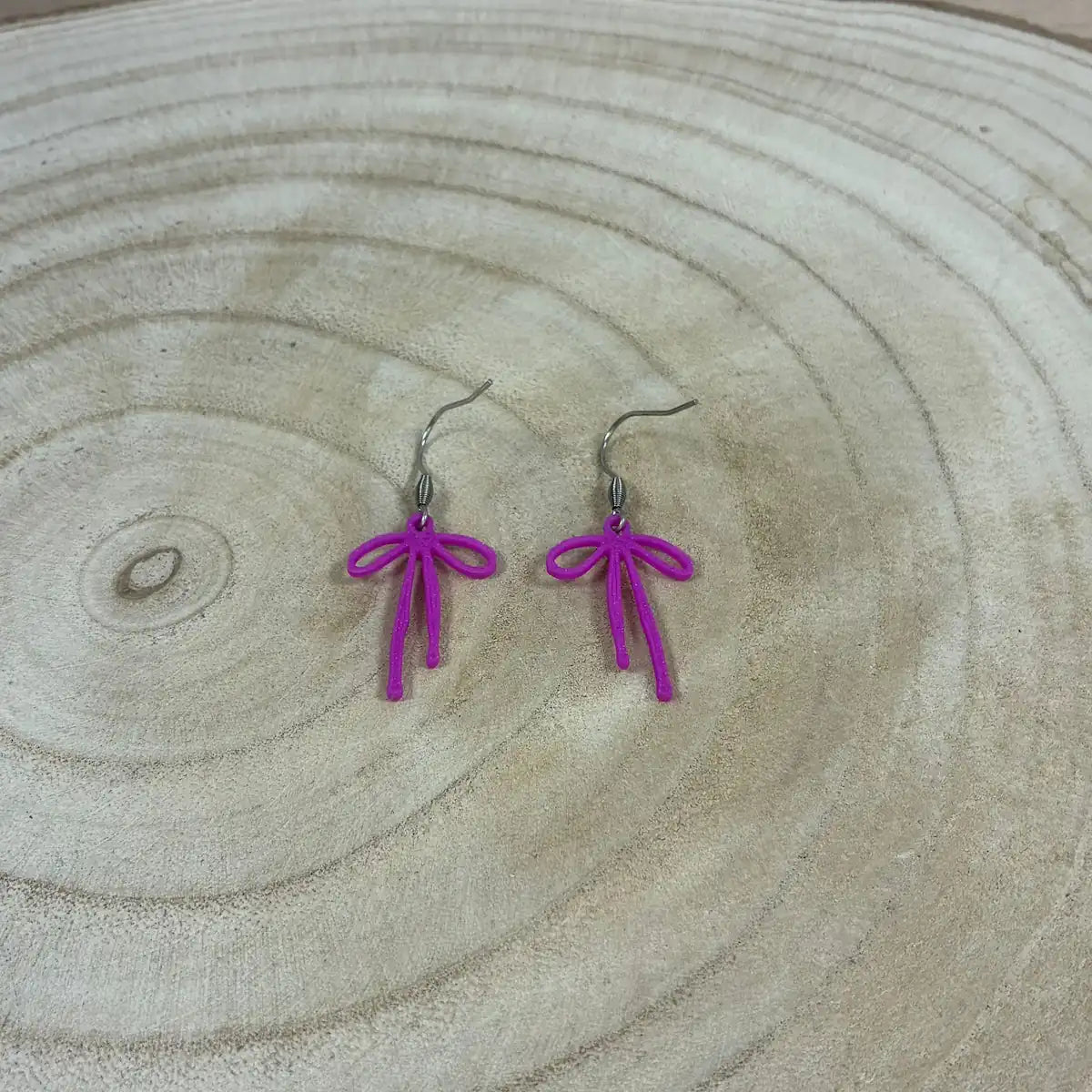Boucles d'oreilles "Nœud de brise" violet/argenté imprimées en 3D | Bijoux 3D - POMM Créations