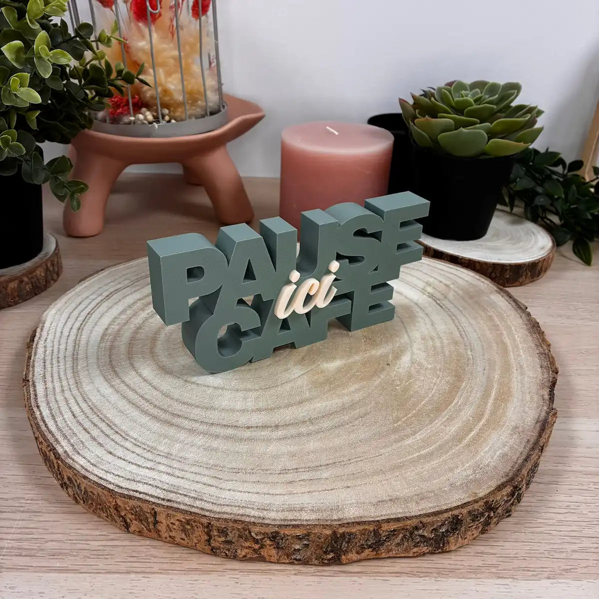 Mot Déco "Pause Café Ici" imprimé en 3D | Décoration 3D - POMM Créations