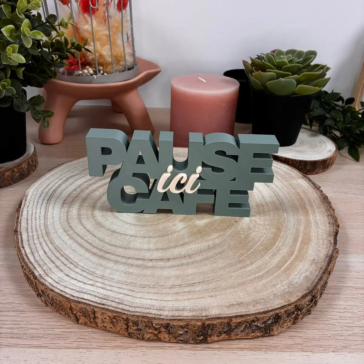 Mot Déco "Pause Café Ici" imprimé en 3D | Décoration 3D - POMM Créations