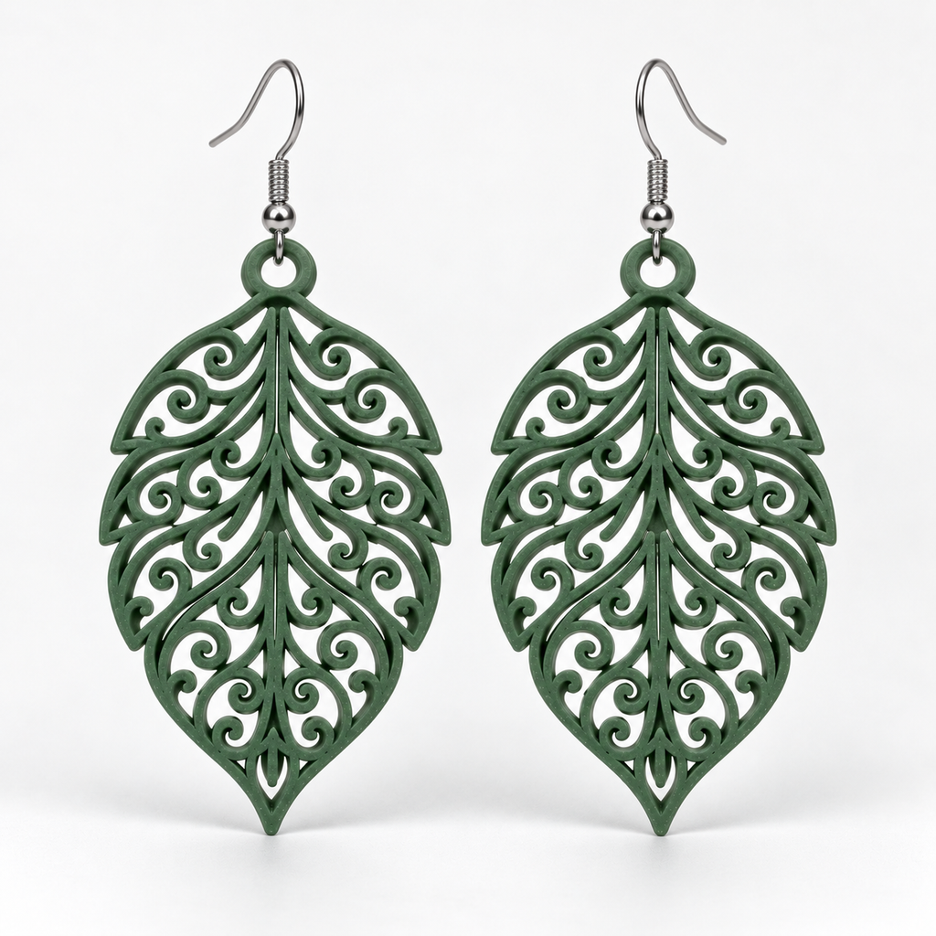 Boucles d'oreilles Feuillage royal en 3D – vue 10