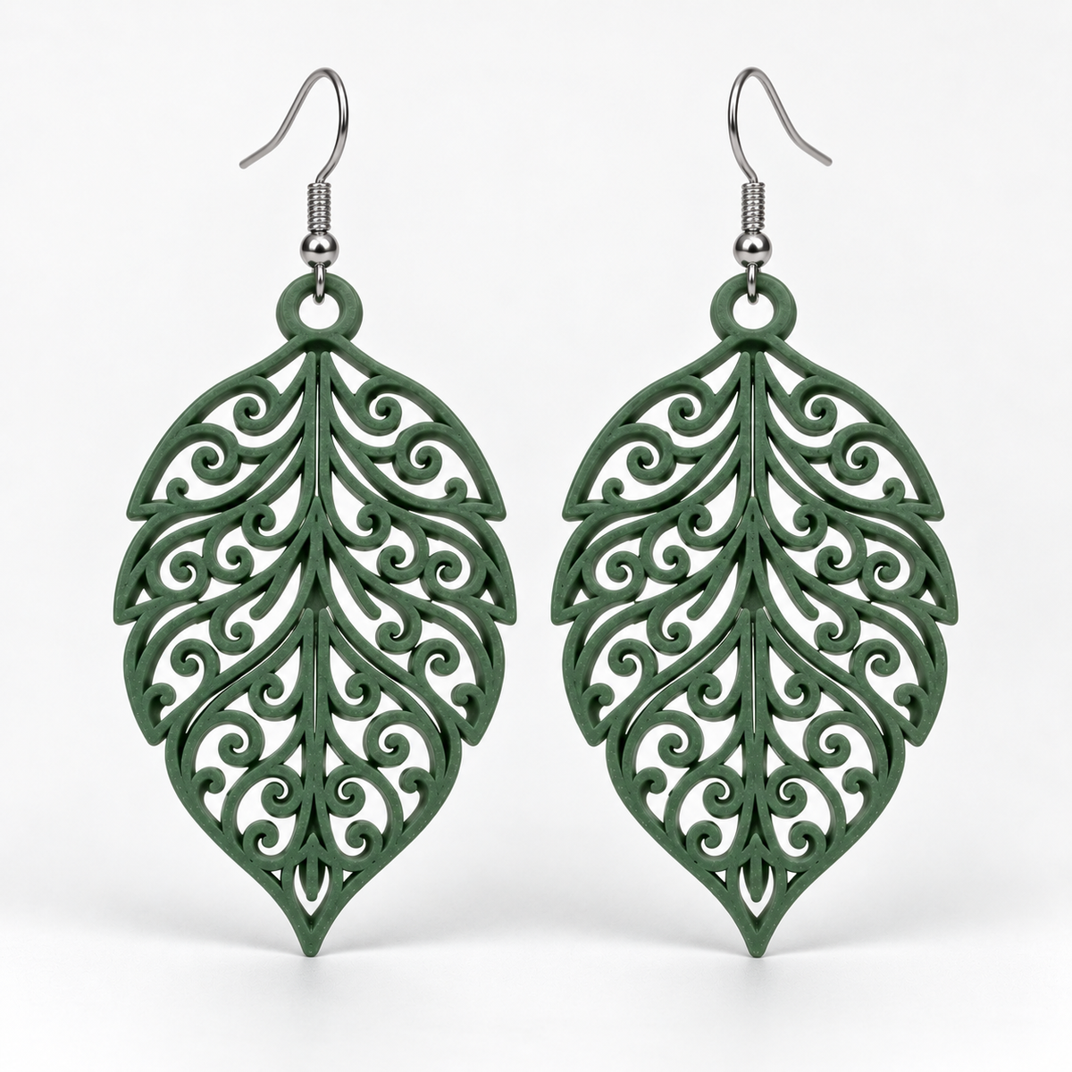 Boucles d'oreilles Feuillage royal en 3D – vue 10