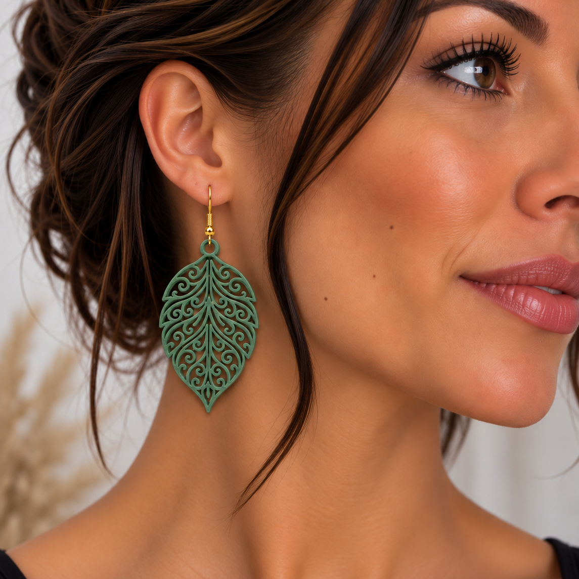Boucles d'oreilles Feuillage royal en 3D – vue 11