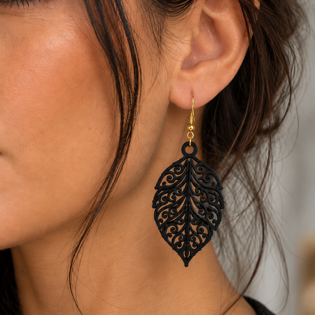 Boucles d'oreilles Feuillage royal en 3D – vue 15