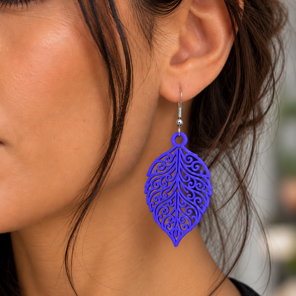 Boucles d'oreilles Feuillage royal en 3D – vue 20