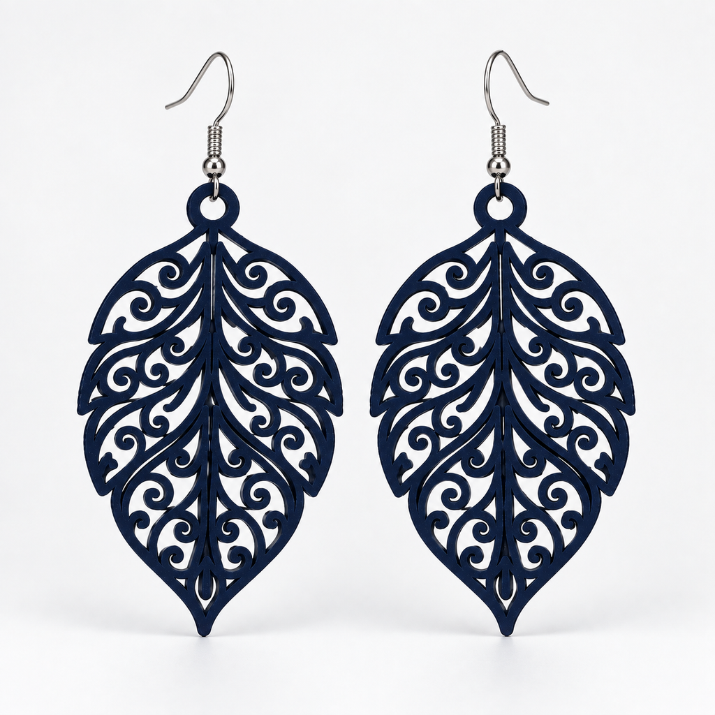 Boucles d'oreilles Feuillage royal en 3D – vue 2