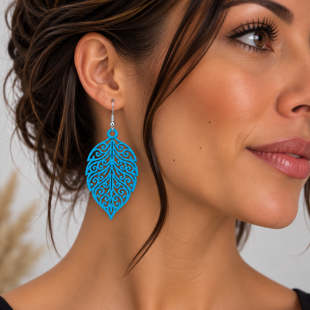 Boucles d'oreilles Feuillage royal en 3D – vue 8
