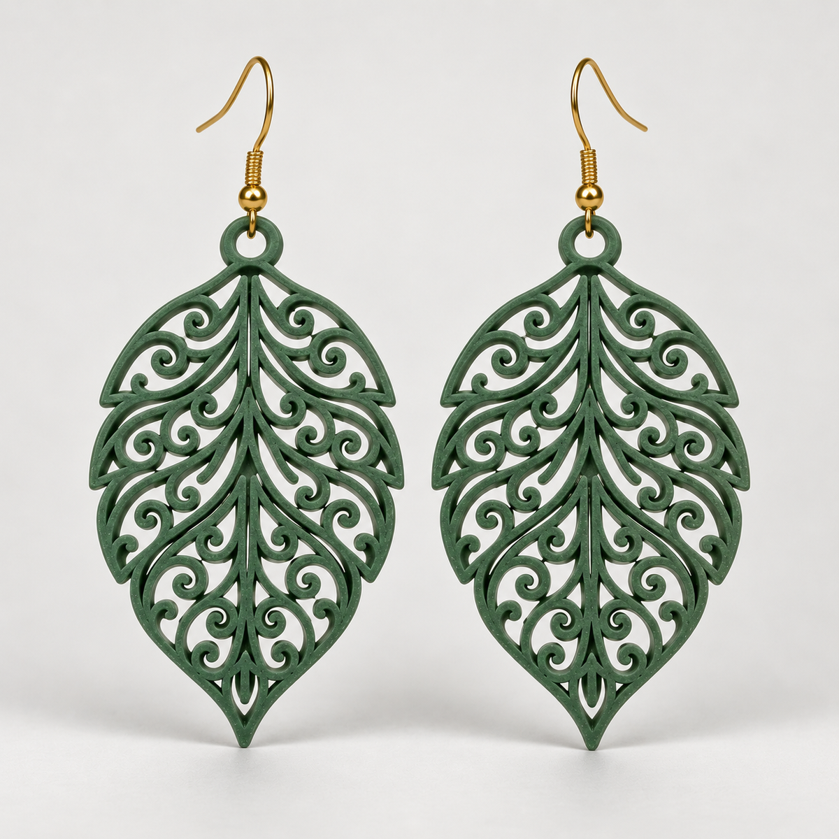 Boucles d'oreilles Feuillage royal en 3D – vue 9