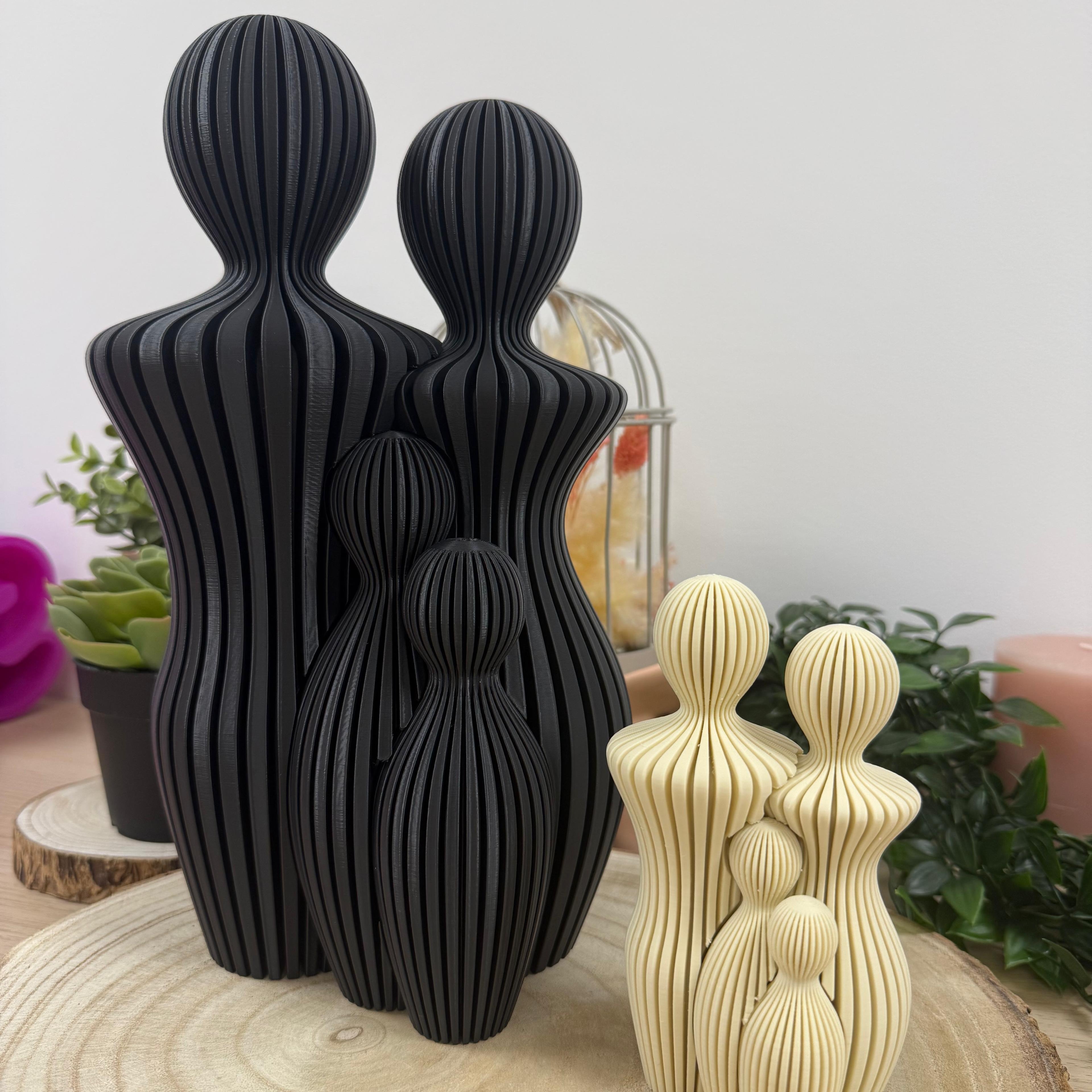 Famille avec 2 enfants imprimée en 3D | Décoration 3D - POMM Créations