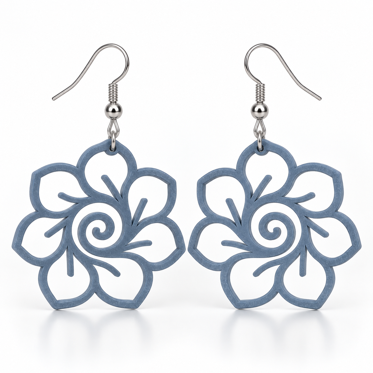 Boucles d'oreilles Fleur spirale en 3D – vue 6