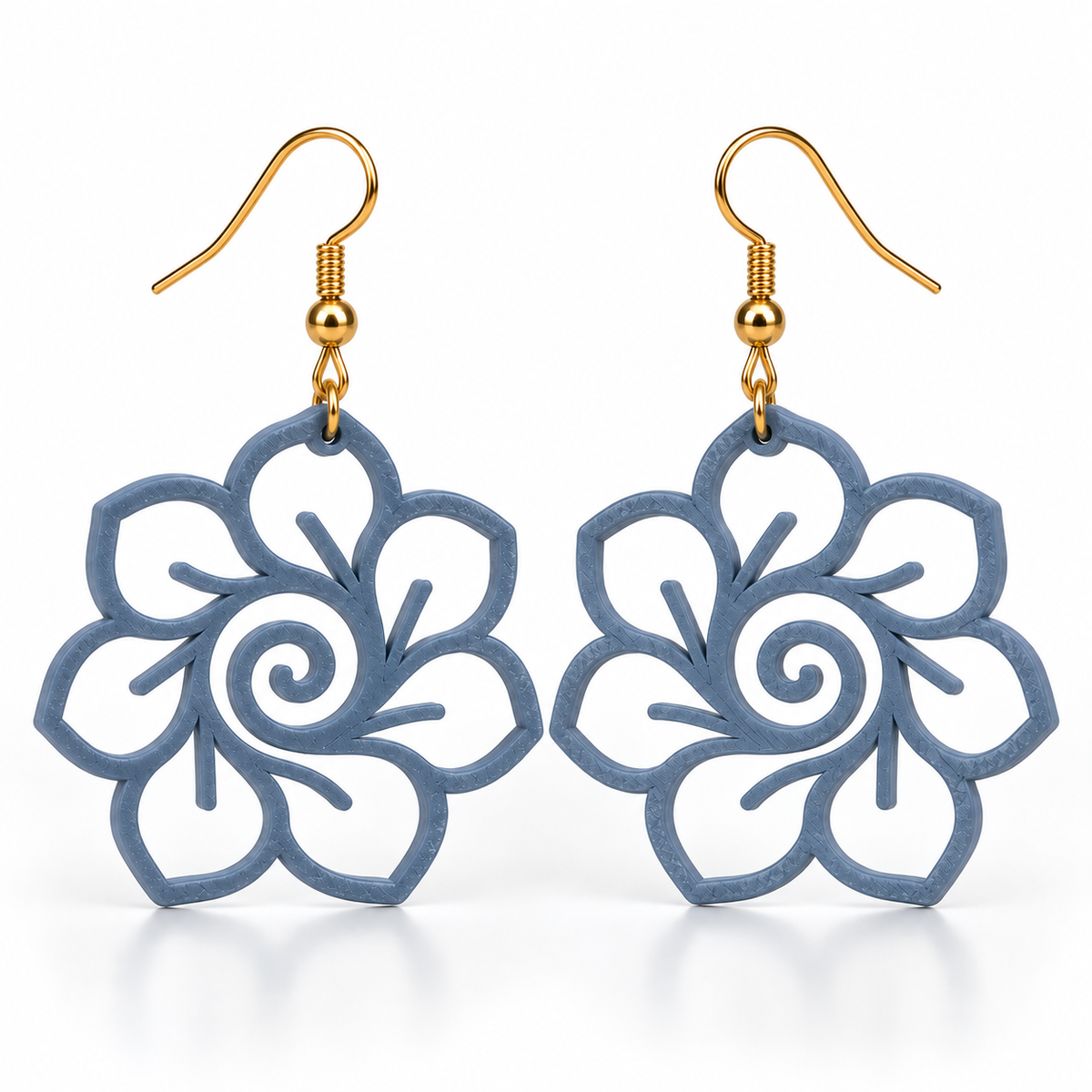 Boucles d'oreilles Fleur spirale en 3D – vue 5