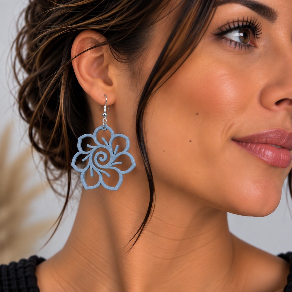Boucles d'oreilles Fleur spirale en 3D – vue 8